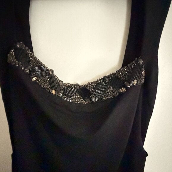 Nicole Miller Black Evening Gown Embellished Cutout Back Dress Size 12 - Picture 3 of 8